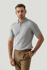 CABLE KNIT POLO