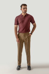 CABLE KNIT POLO MAROON
