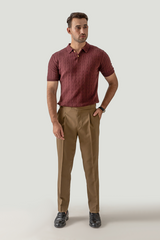 CABLE KNIT POLO MAROON