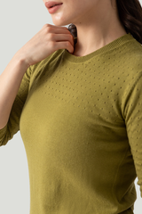 POINTELLE CREW NECK JUMPER