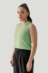 V-NECK POINTELLE MINT GREEN VEST