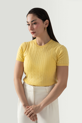 CABLE KNIT SHORT SLEEVE JUMPER