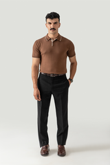 SIDE POPCORN SPREAD COLLAR KNIT POLO