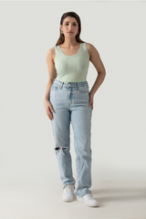 CROPPED DROP NEEDLE TANK TOP