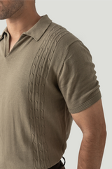 TRI CABLE KNIT POLO