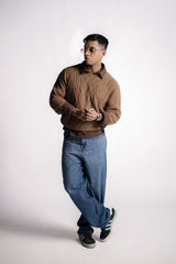 DARK TAUPE ARAN KNIT JUMPER