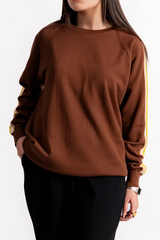 STRIPED CREW NECK KNIT RAGLAN