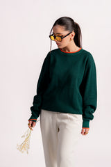 TIMBER GREEN SHAKER KNIT JUMPER
