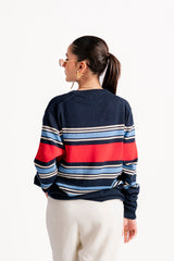 NAVY BLUE STRIPED KNIT JUMPER