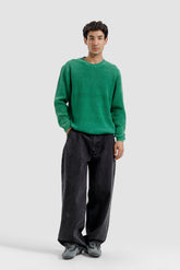 WASHED GREEN SHAKER KNIT JUMPER