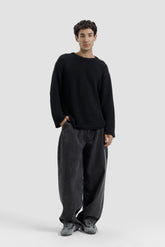 BLACK SHAKER KNIT OVERSIZED JUMPER