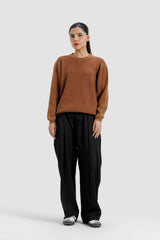 WASHED BROWN SHAKER KNIT JUMPER