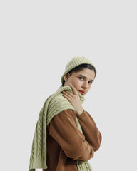 MIST GREEN MUFFLER & BEANIE SET