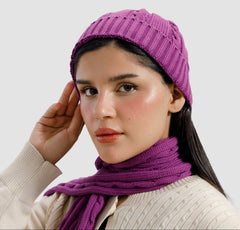 PURPLE MUFFLER & BEANIE SET