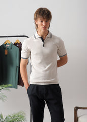 PINSTRIP LUXE DROP NEEDLE POLO