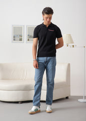 BLACK DROP NEEDLE KNIT POLO