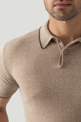 SHORT SLEEVE THREE CABLE KNIT POLO