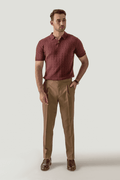 CABLE KNIT POLO MAROON