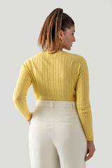 CABLE KNIT V-NECK JUMPER