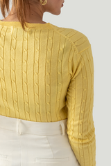 CABLE KNIT V-NECK JUMPER