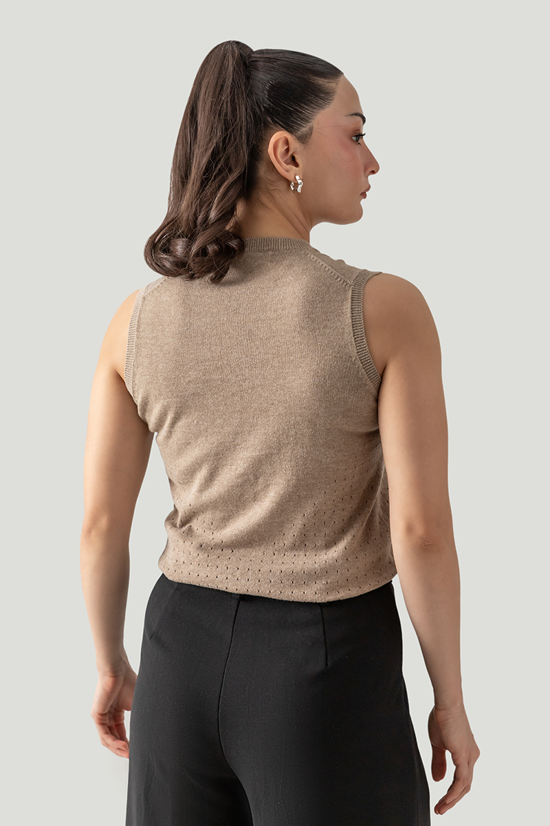 V-NECK POINTELLE VEST