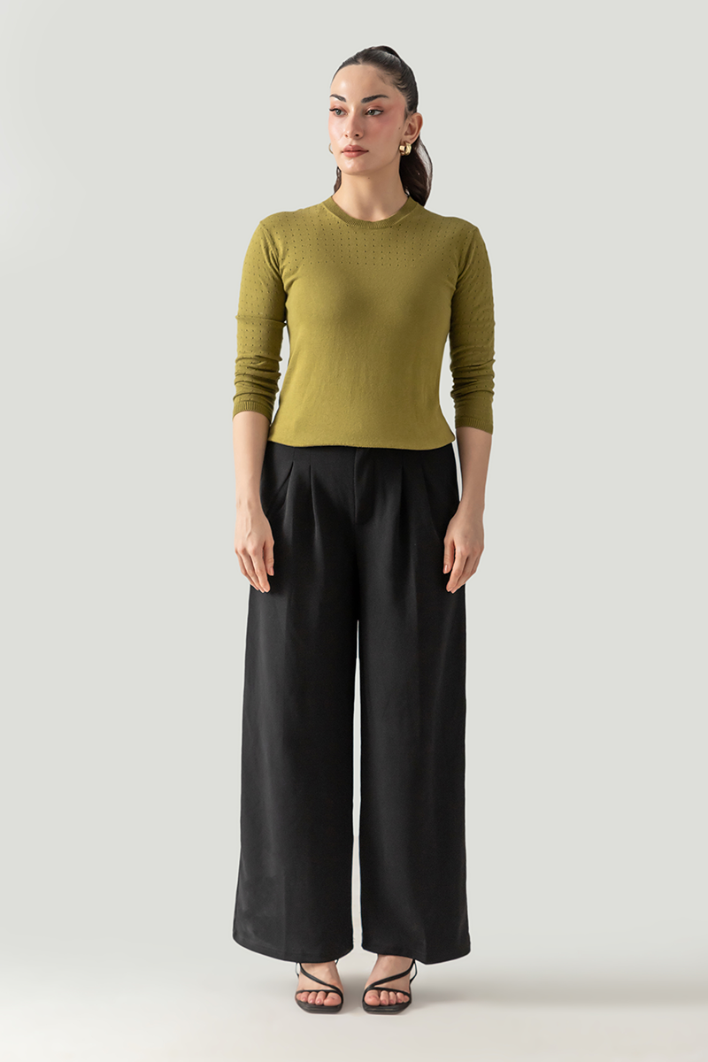 POINTELLE CREW NECK JUMPER