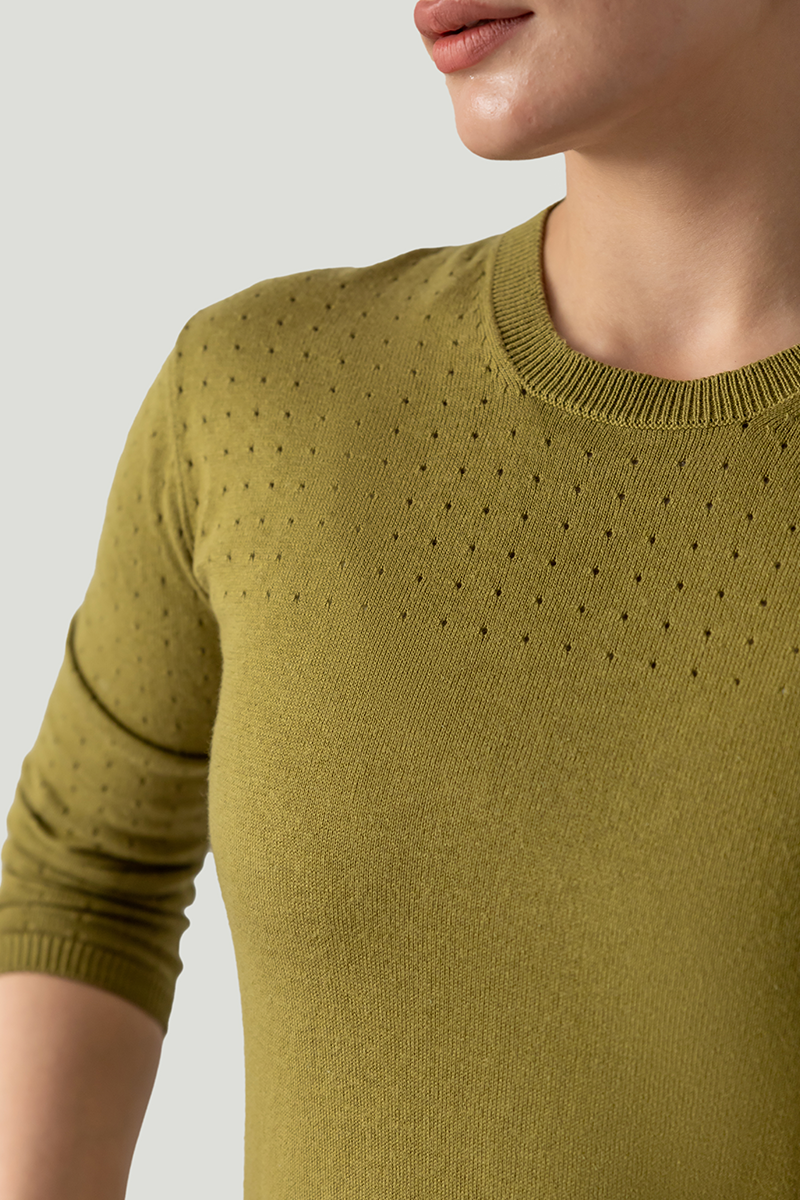 POINTELLE CREW NECK JUMPER