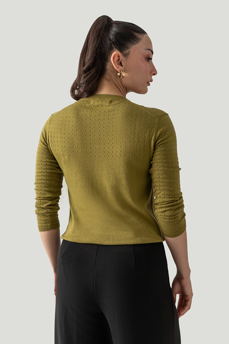 POINTELLE CREW NECK JUMPER