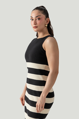 STRIPED BOATNECK DRESS