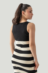 STRIPED BOATNECK DRESS