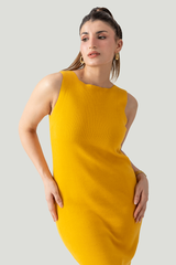 BOATNECK KNIT MIDI DRESS