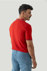 POINTELLE KNIT POLO RED