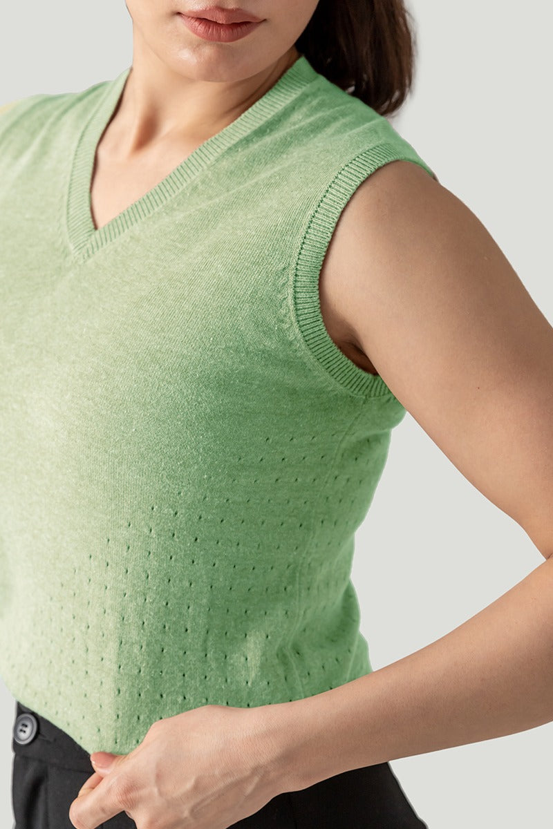 V-NECK POINTELLE MINT GREEN VEST