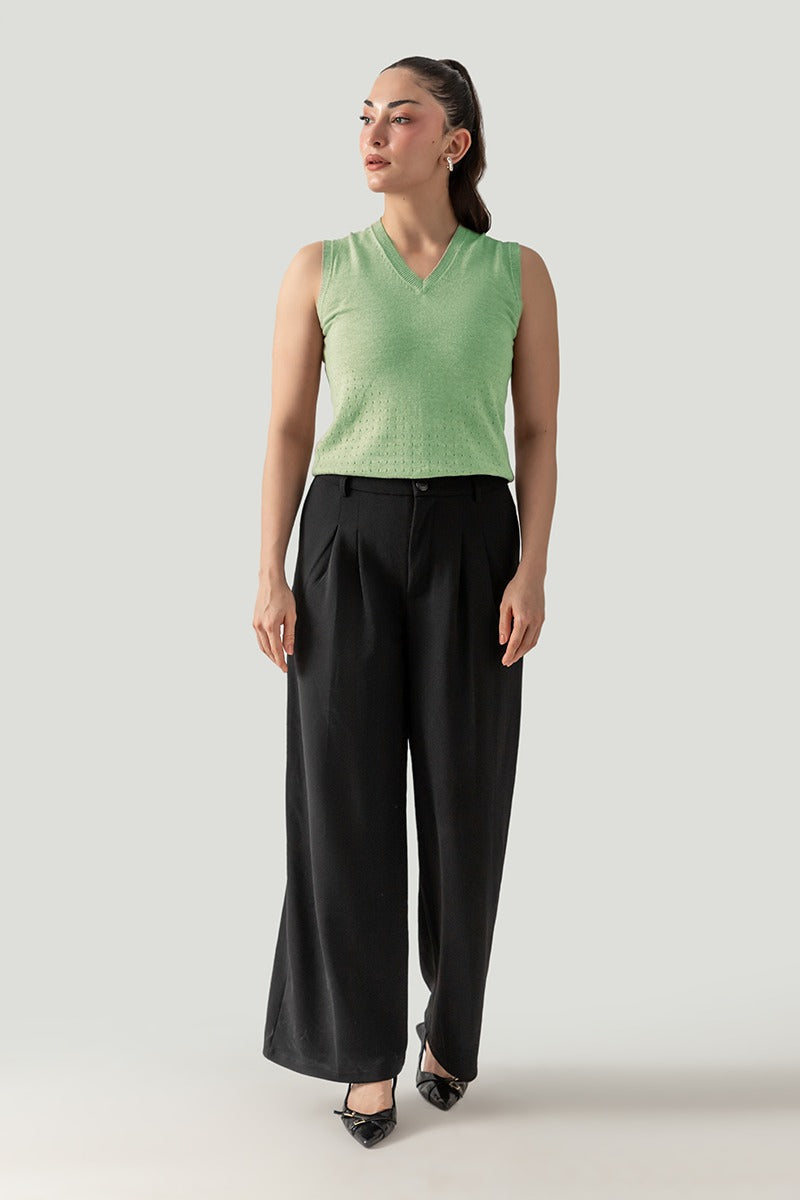 V-NECK POINTELLE MINT GREEN VEST