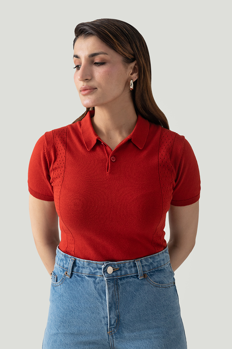 POINTELLE KNIT POLO