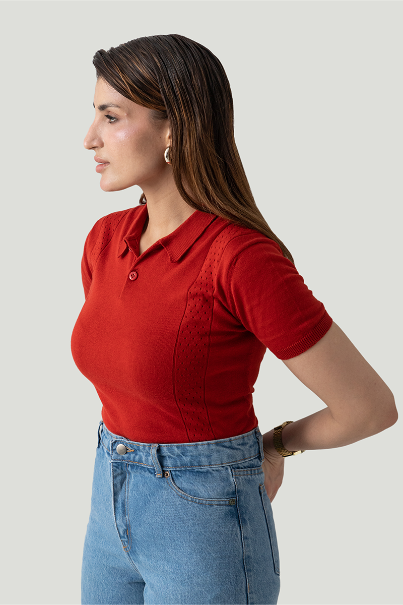 POINTELLE KNIT POLO