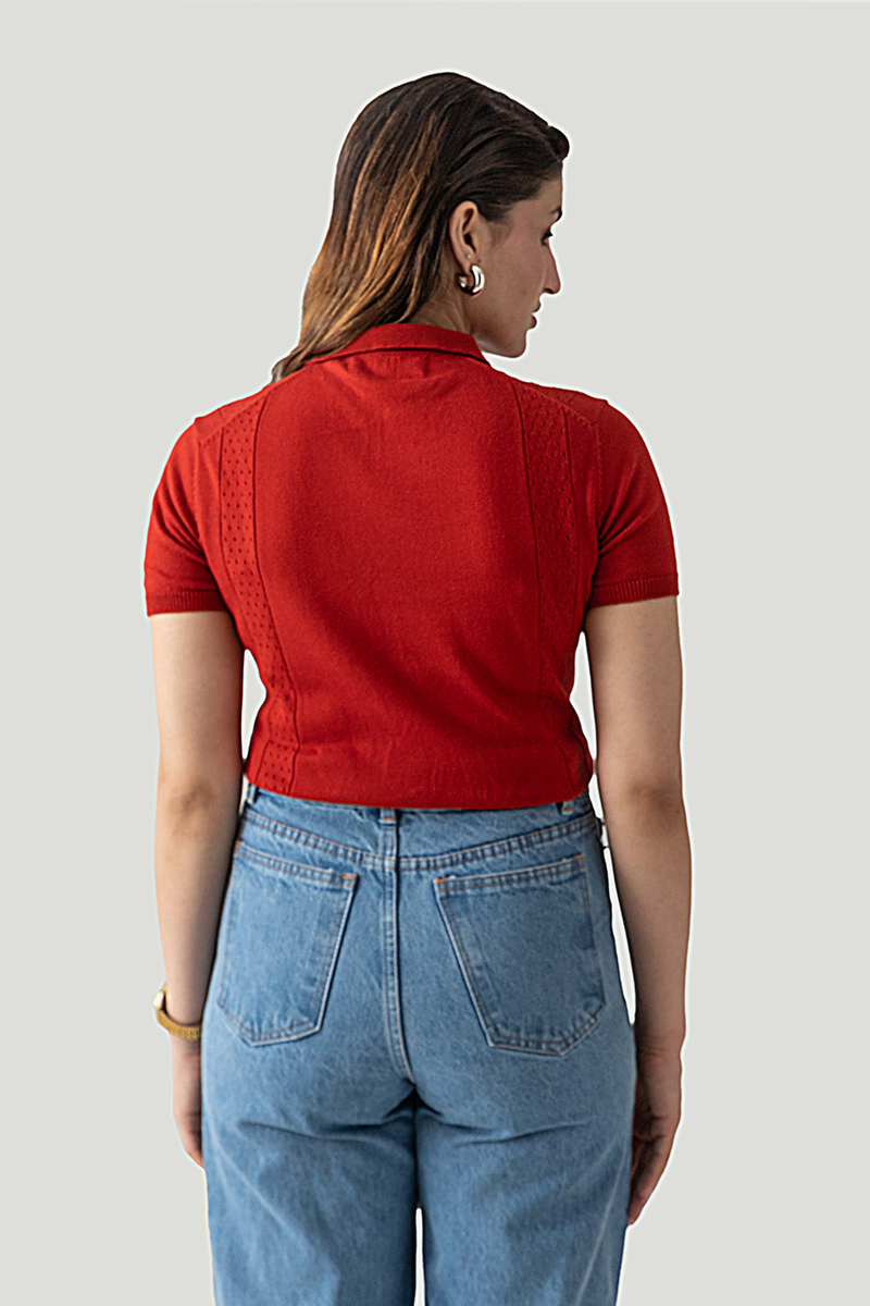 POINTELLE KNIT POLO