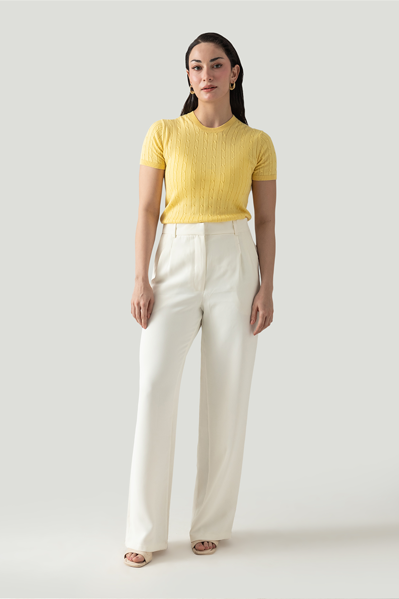 CABLE KNIT SHORT SLEEVE JUMPER