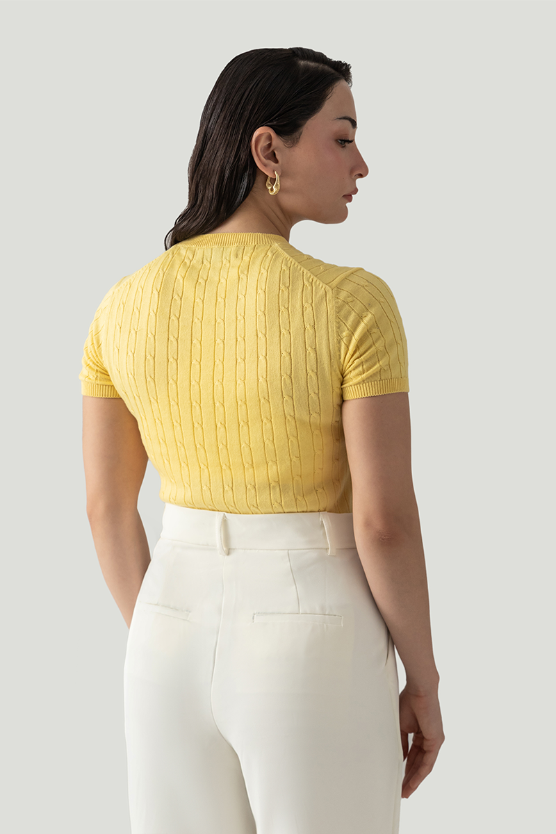 CABLE KNIT SHORT SLEEVE JUMPER