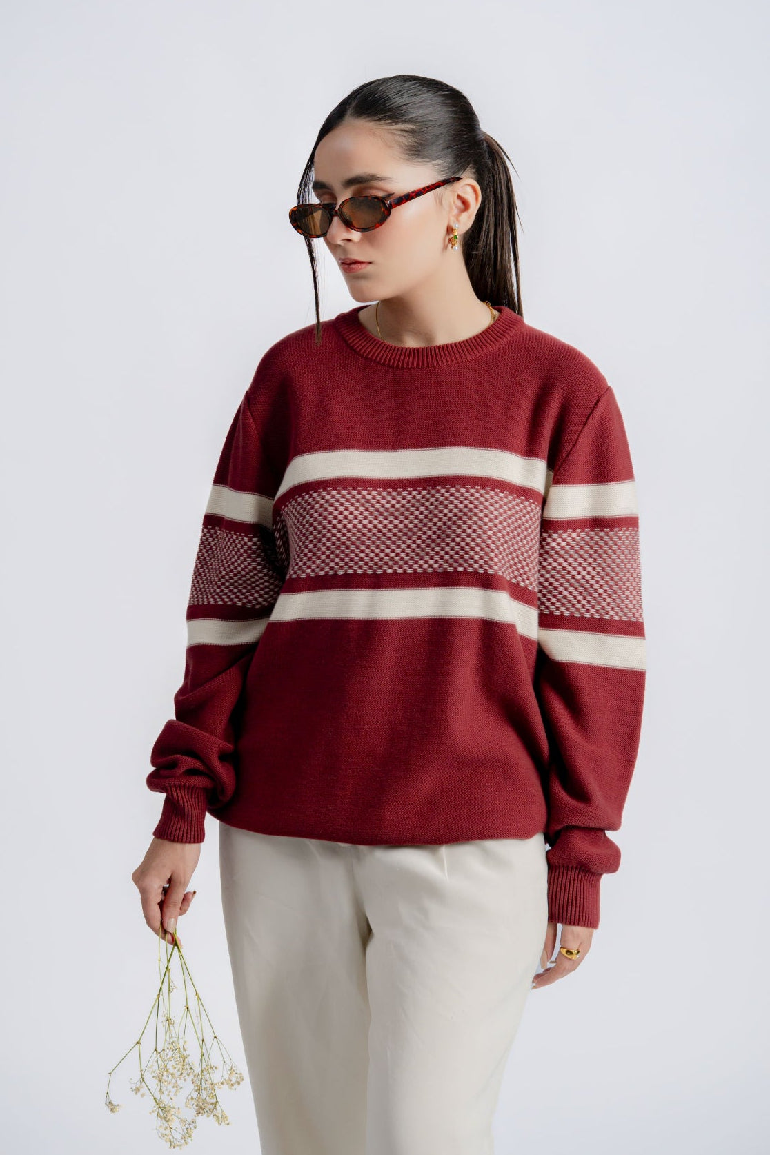 WINE STRIPED KNIT JUMPER