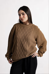 DARK TAUPE ARAN KNIT JUMPER