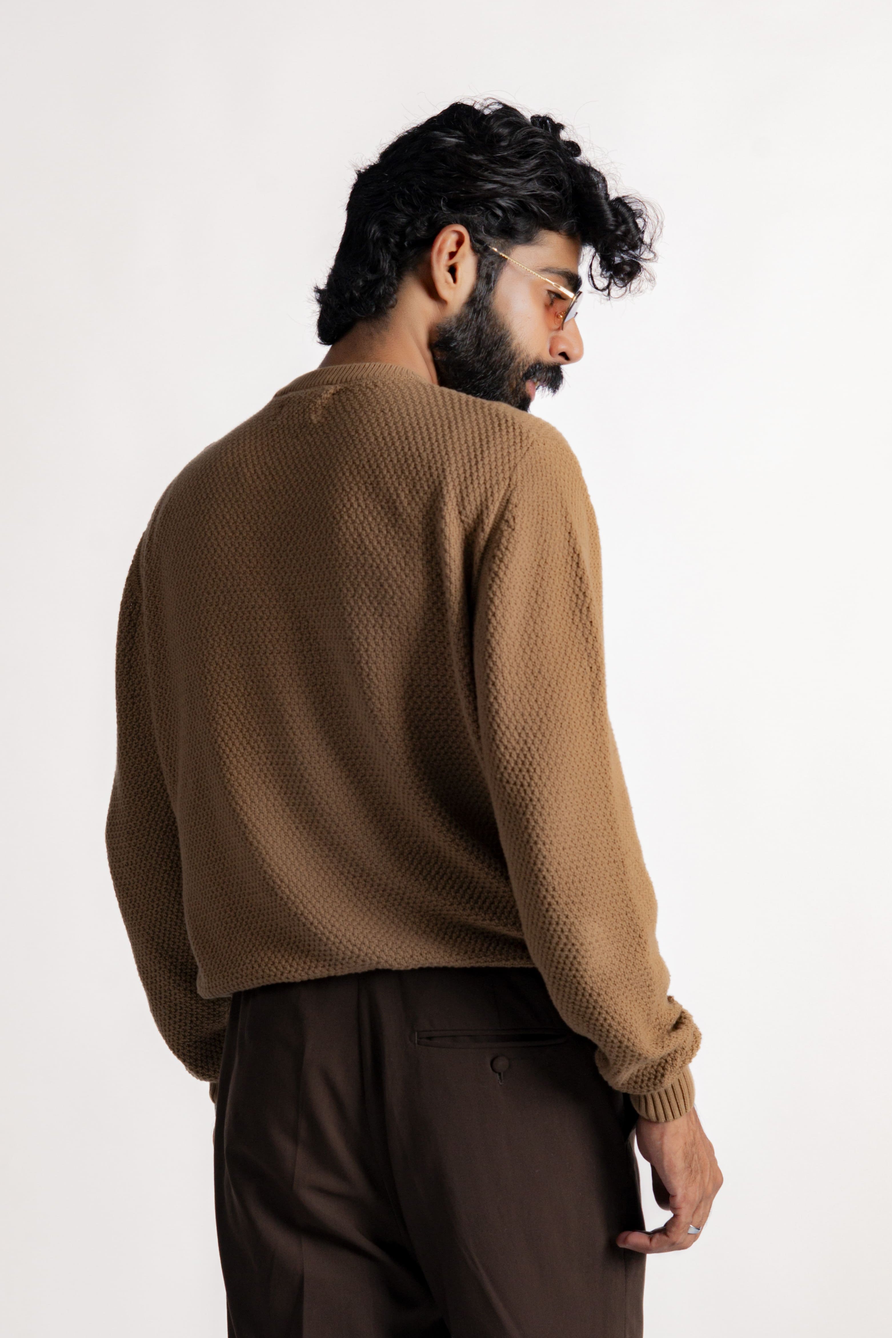DARK TAUPE ARAN KNIT JUMPER