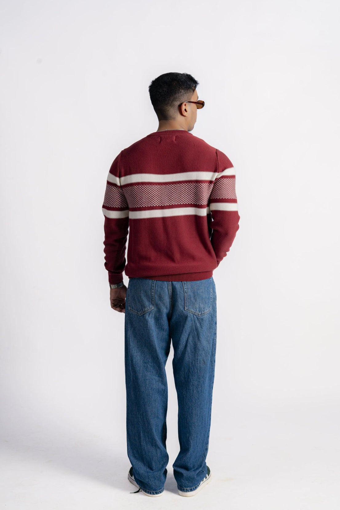 WINE STRIPED KNIT JUMPER