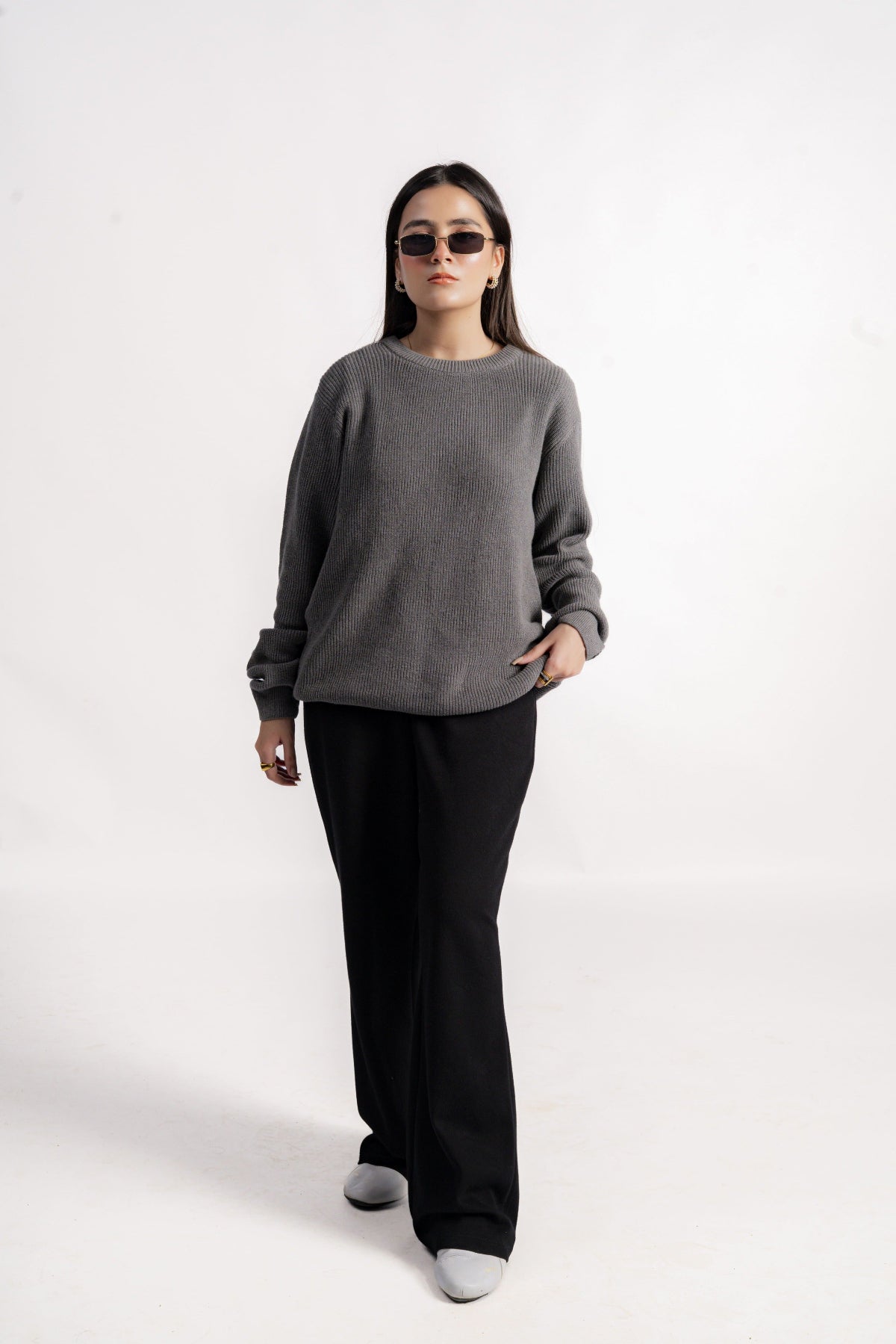 GREY SHAKER KNIT JUMPER