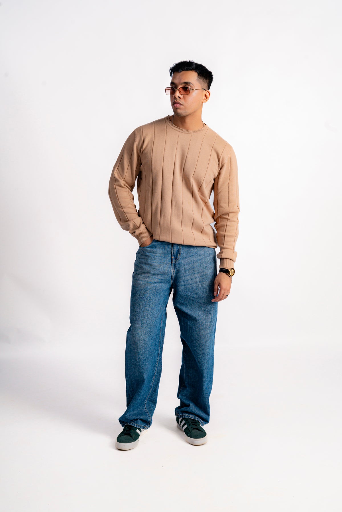 DROP NEEDLE KNIT LONG SLEEVE JUMPER