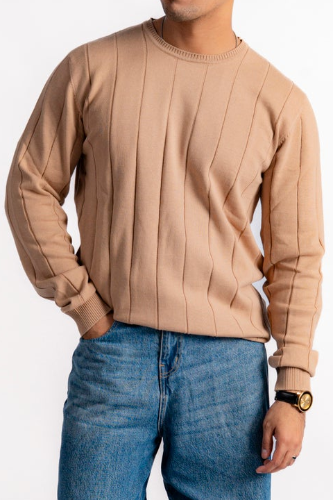 DROP NEEDLE KNIT LONG SLEEVE JUMPER