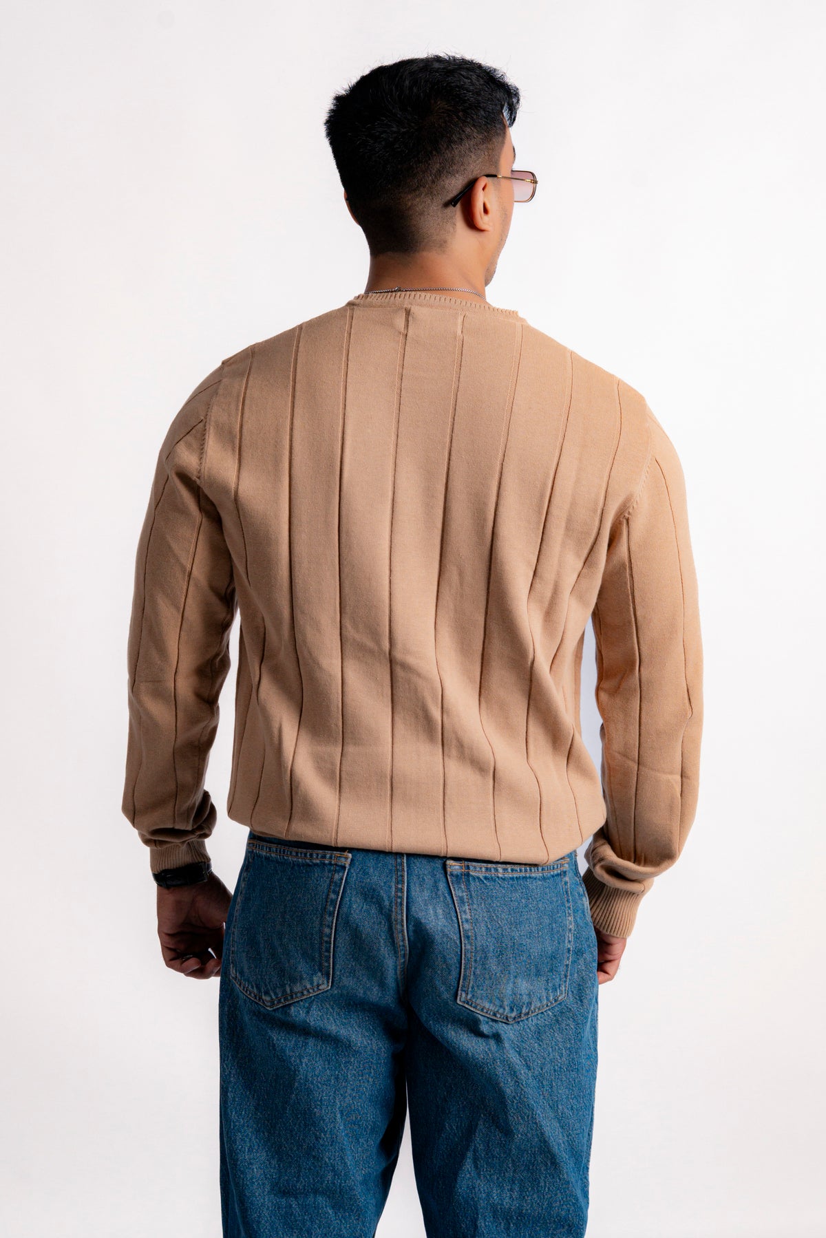 DROP NEEDLE KNIT LONG SLEEVE JUMPER
