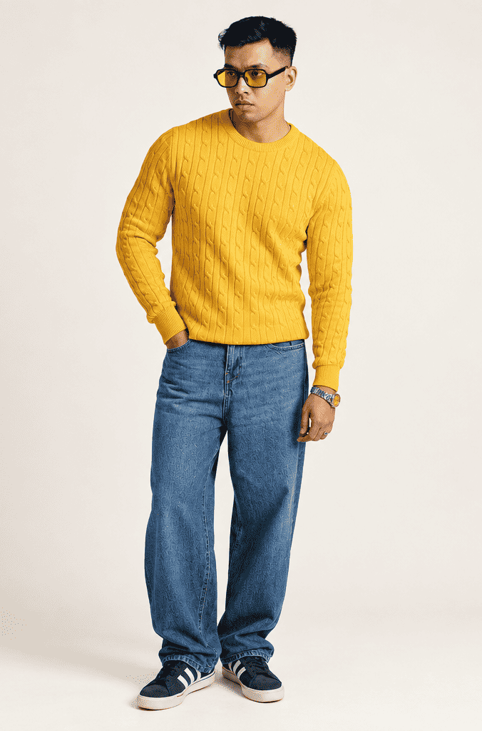 CABLE KNIT CREW NECK KNIT JUMPER