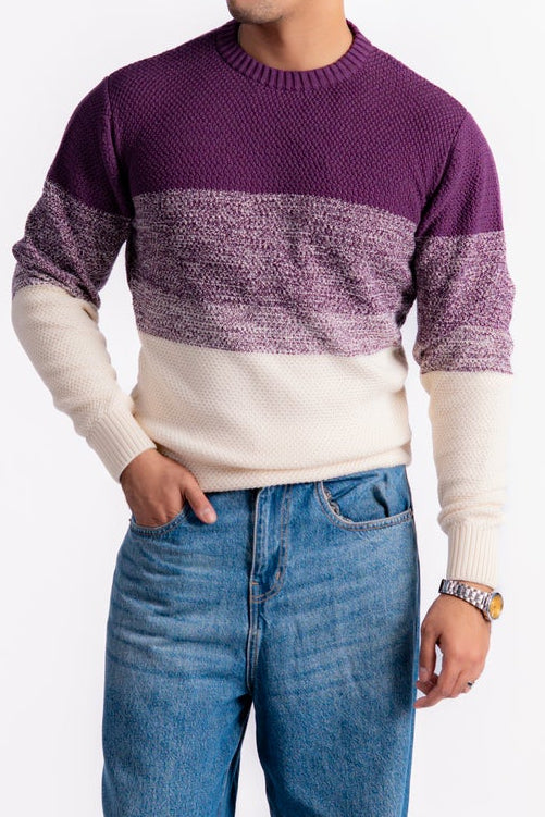 STRIPED CREW NECK KNIT JUMPER