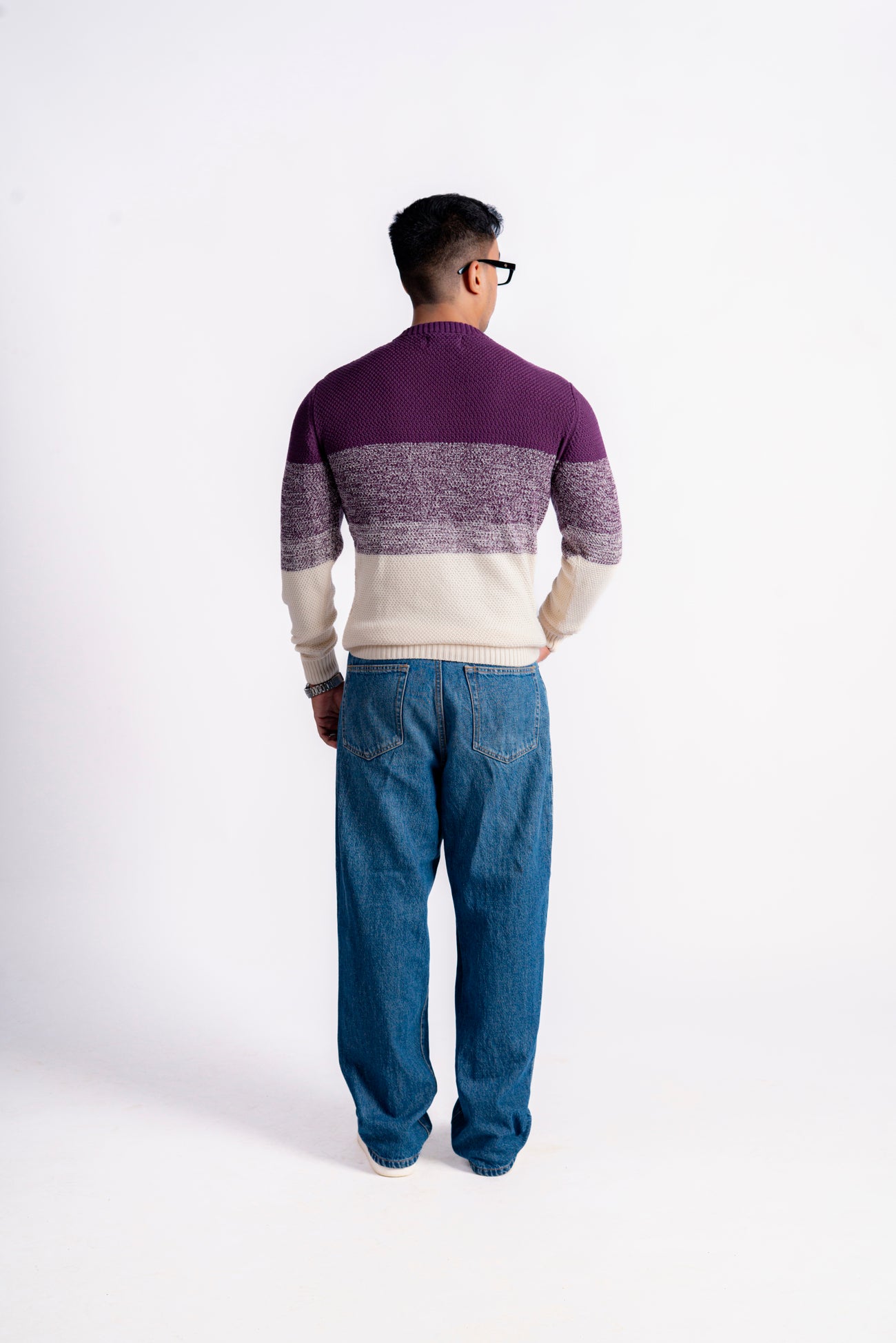 STRIPED CREW NECK KNIT JUMPER